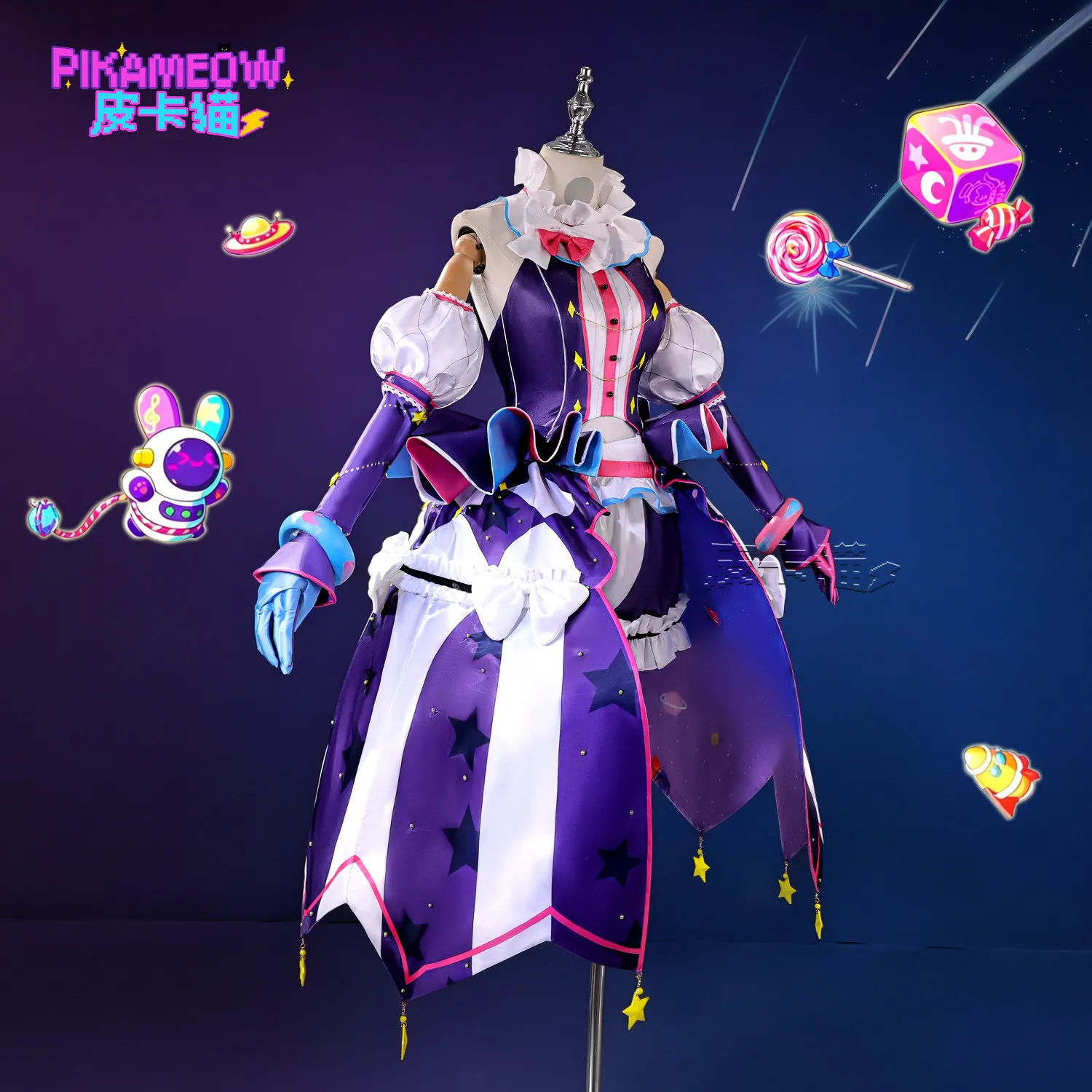 Фото Костюм для косплея Emu Otori из Project SEKAI Wonderlands×Showtime, розовое милое платье в стиле лолита из серии Space Opera, полный комплект №3