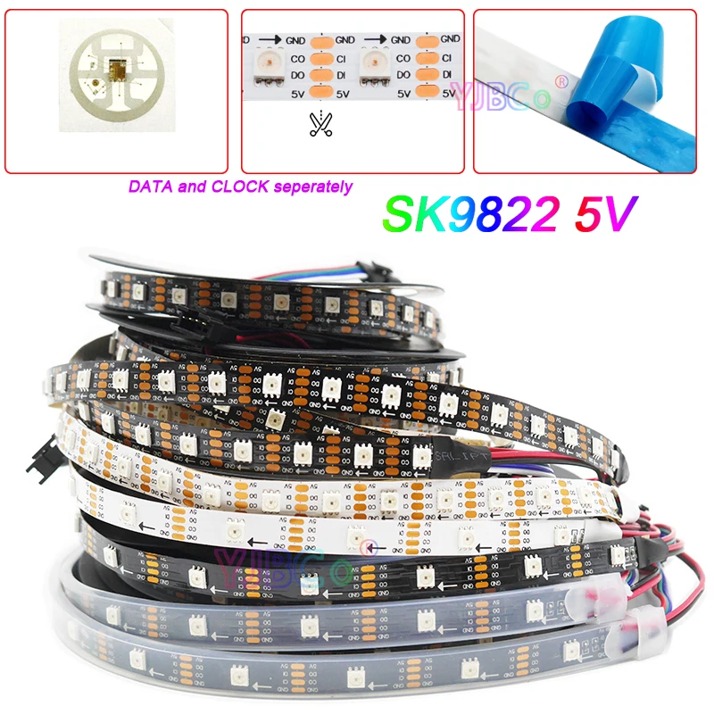 SK9822 Светодиодная лента с данными и часами отдельно 30/60/144 светодиодов/м SMD 5050