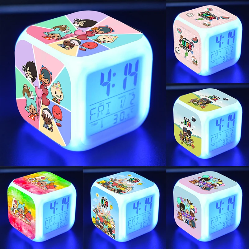 

Students Toca Life World Print Alarm Clocks Boys Girls Cartoon Anime Desk Clocks Kids Led Digital Clocks with Date Thermometer