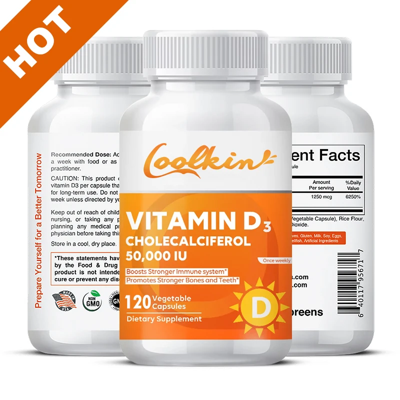 Vitamin D Supplement, 50,000 IU - Immune Support, Healthy Muscle Function & Bone Health, Vitamin D3 Capsules