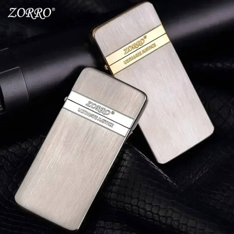Фото Ветрозащитная ультратонкая металлическая зажигалка Zorro из чистой меди, винтажная, с гравировкой, для керосина, мужские аксессуары для курения, гаджеты №3