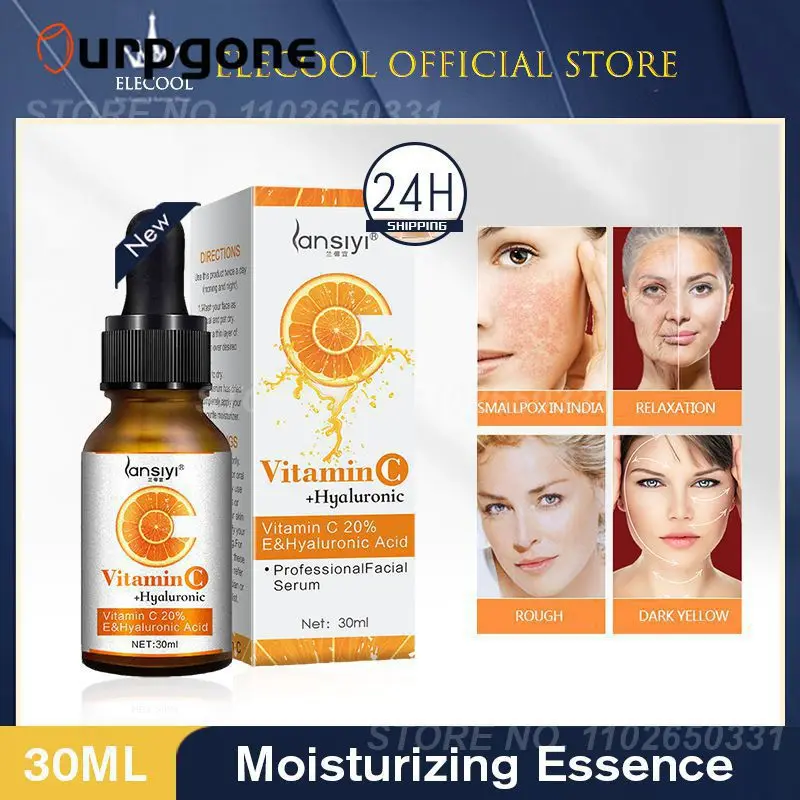 

30ml Pure Vitamin C Hyaluronic Acid Serum 20% for Face Anti Aging Essential Oil Moisturizing Cream TSLM2