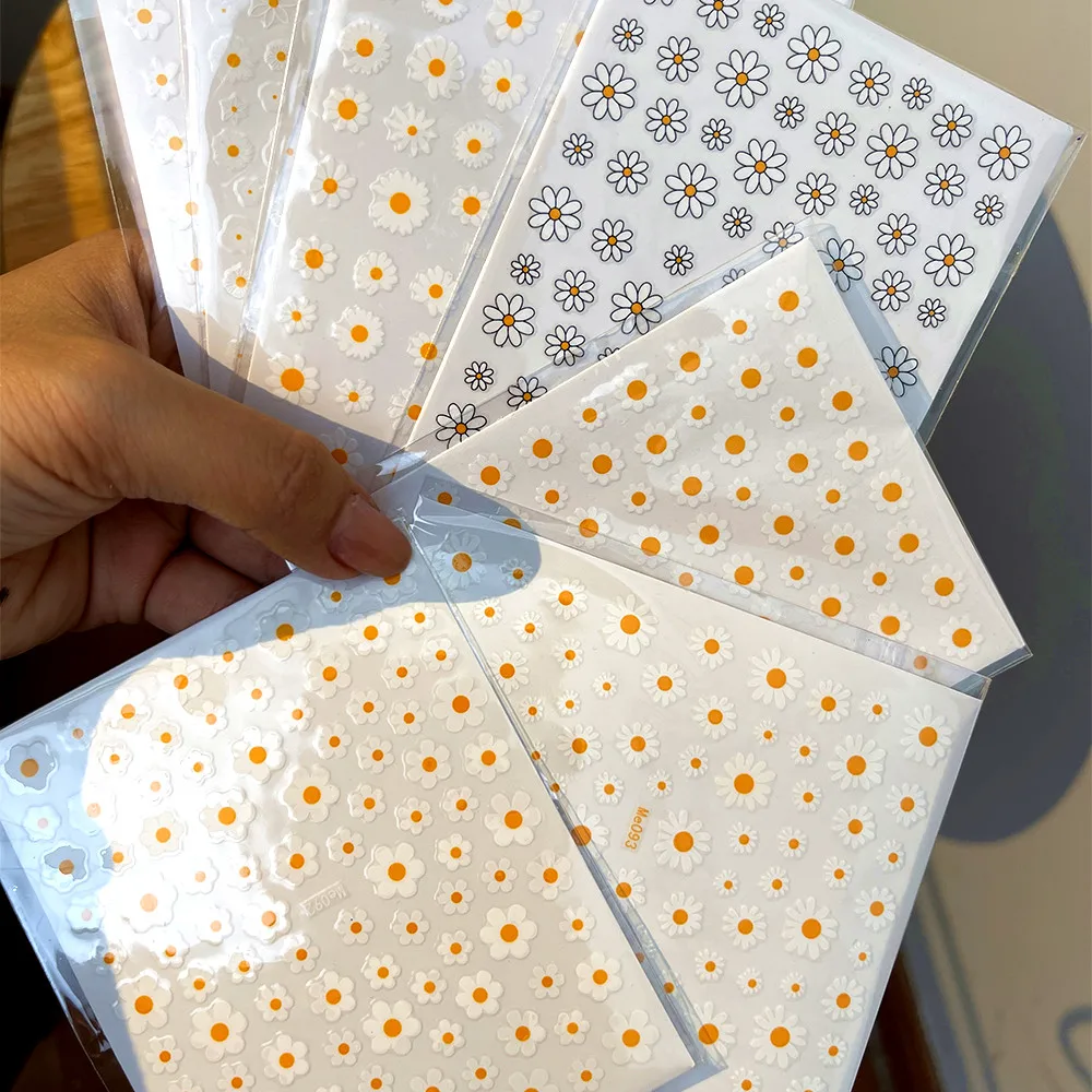 

1pc 3D Summer Daisy Nail Stickers White Florals Petals Flowers Decal Back Glue Nail Stickers For Nail Tips Beauty Decoration