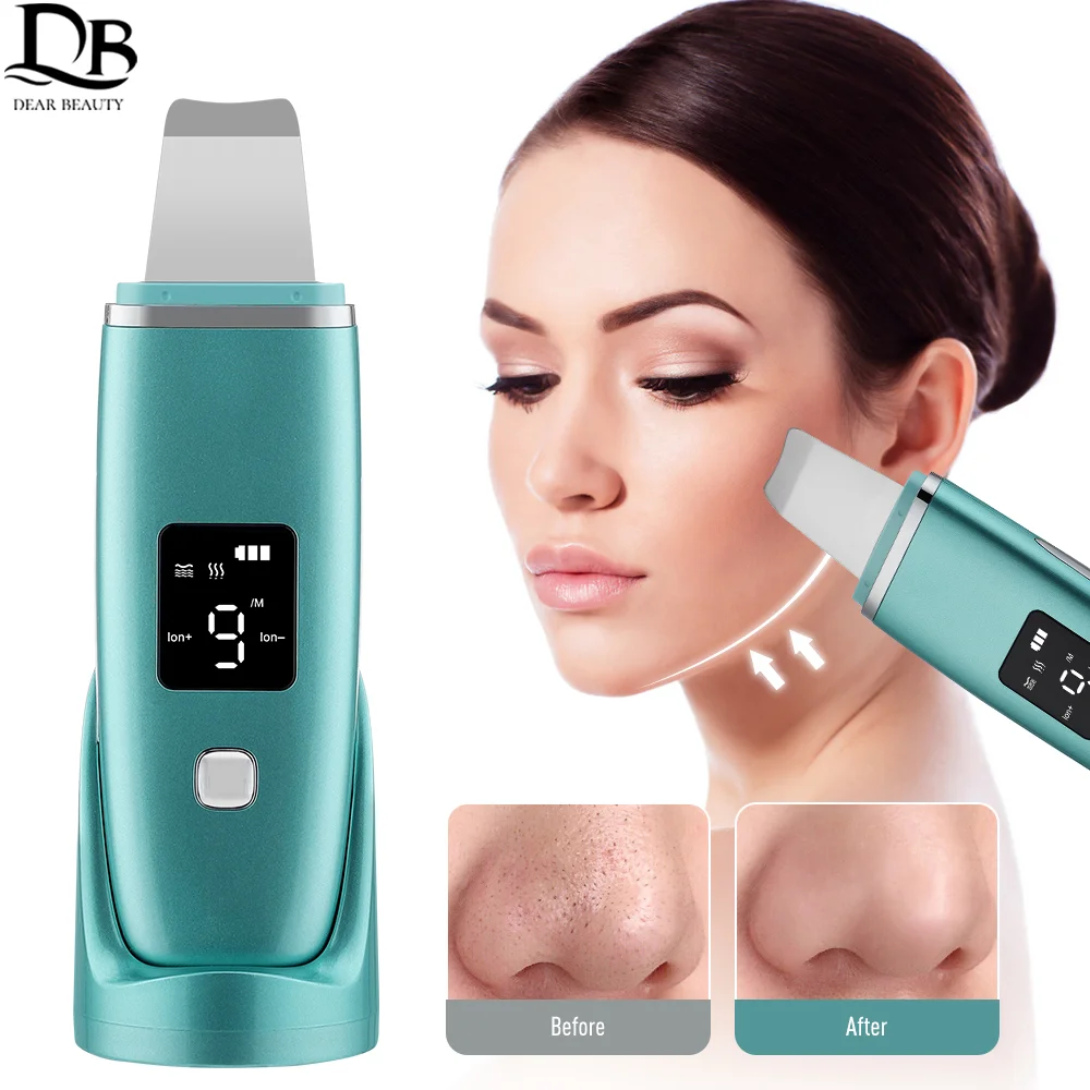 

Ultrasonic Skin Scrubber EMS Facial Pore Deep Cleansing Spatula Blackhead Dead Skin Remover Acne Extractor Face Lifting Massager