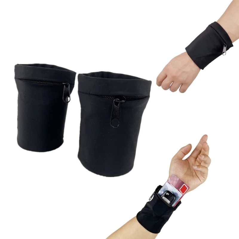 

Zipper Sport Wristband Wrist Wrap Wallet Absorbent Sweatband Pouch Store Keys Card Coins for Men & Women Outdoor Running