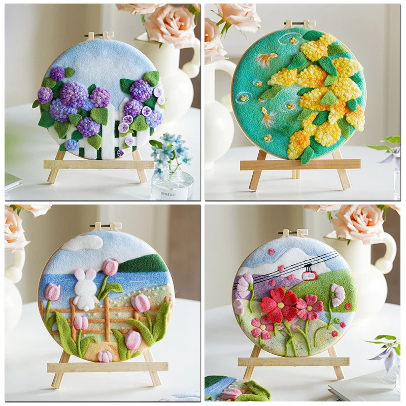 Купи PhotoCustom Creative Flower Wool Felt Kit Needle Felting Handmade Wool DIY Craft Felt Painting Kit For Home Decor Artwork Gift за 469 рублей в магазине AliExpress