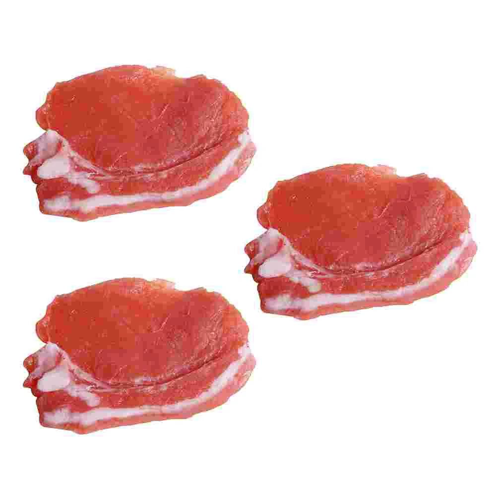 

3pcs Simulation Meat Cooked Fresh Lifelike Resin Model for Hotel Store Display Kitchen Photography Props