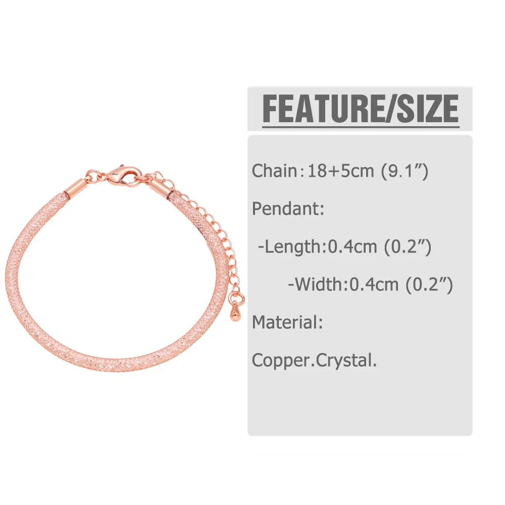 OCESRIO модный сетчатый браслет с кристаллами цепочка из медной шелковой трубки