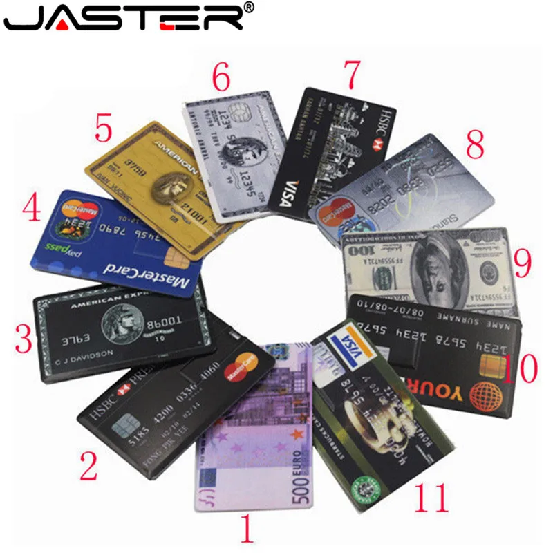 JASTER new waterproof Super Slim Credit Card USB Flash Drive 32GB pen drive 4G 8G 16G bank card model Memory Stick Fashion gift
