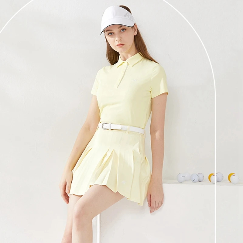 Azureway Golf Suit Women's Shirt Summer Lapel Short Sleeve T-shirt Korean Tops Golf Clothes Ladies Jersey Golf Pleated Skirt