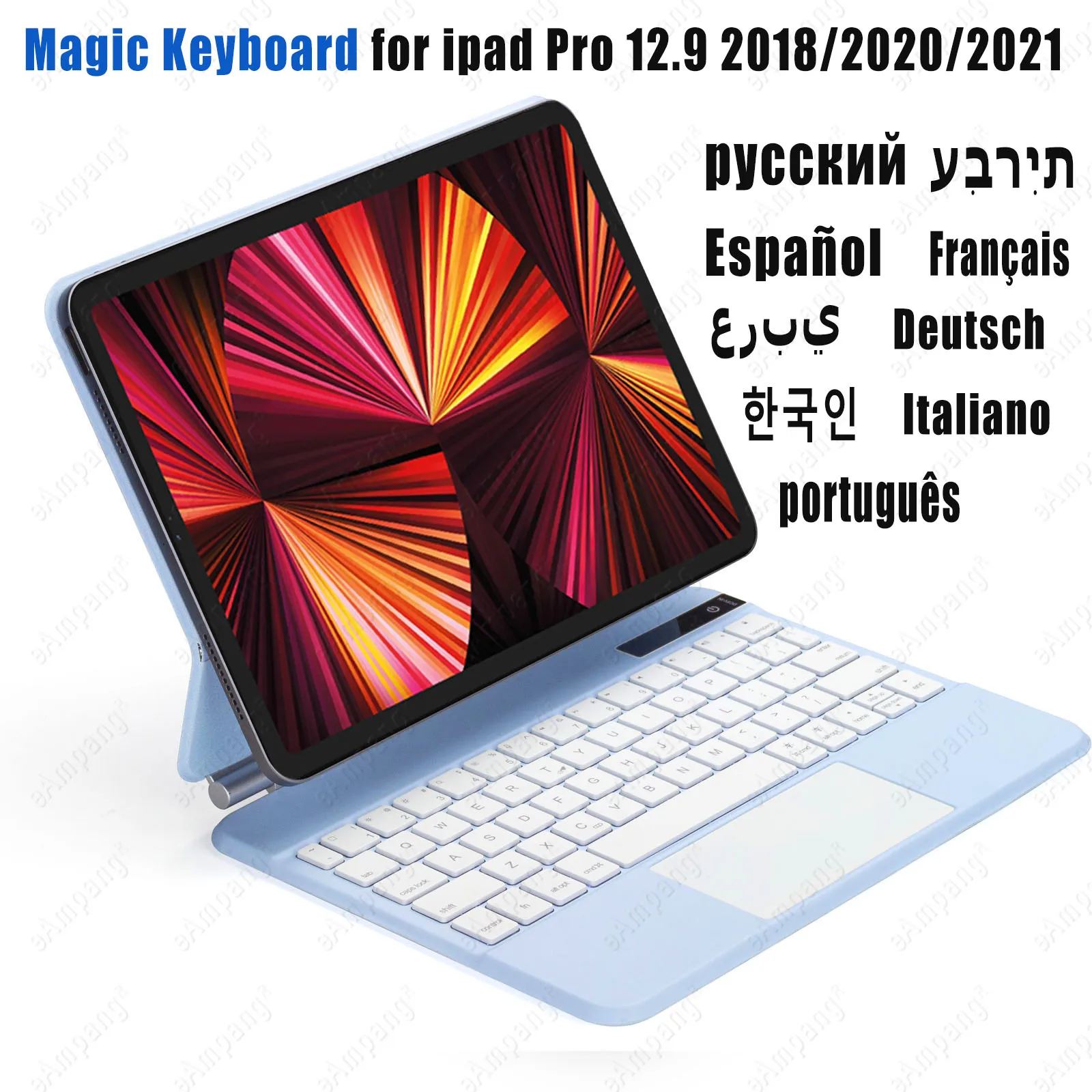 

Чехол Magic Keyboard для iPad Pro 12,9 2021 2020 2018 3nd 4th 5th Gen, Чехол для iPad Pro 11 Air 4 Magic Keyboard с русской и испанской раскладкой