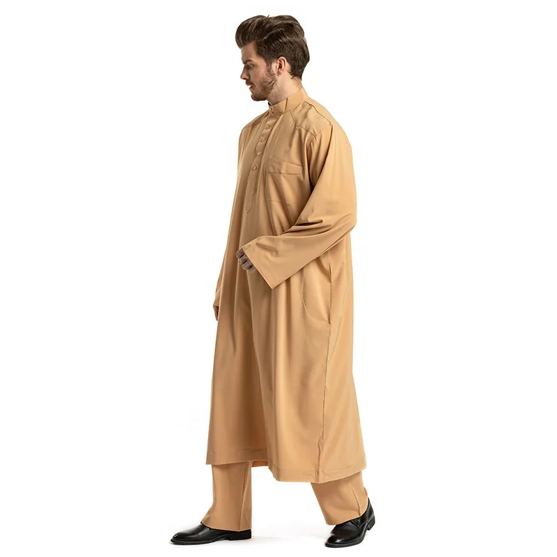2 Piece Set Islam Abaya Men Muslim Clothes Kaftan Pakistan Saudi Arabia Roupas MasculinasCaftan Long Robe Eid Abayas Ropa Hombre