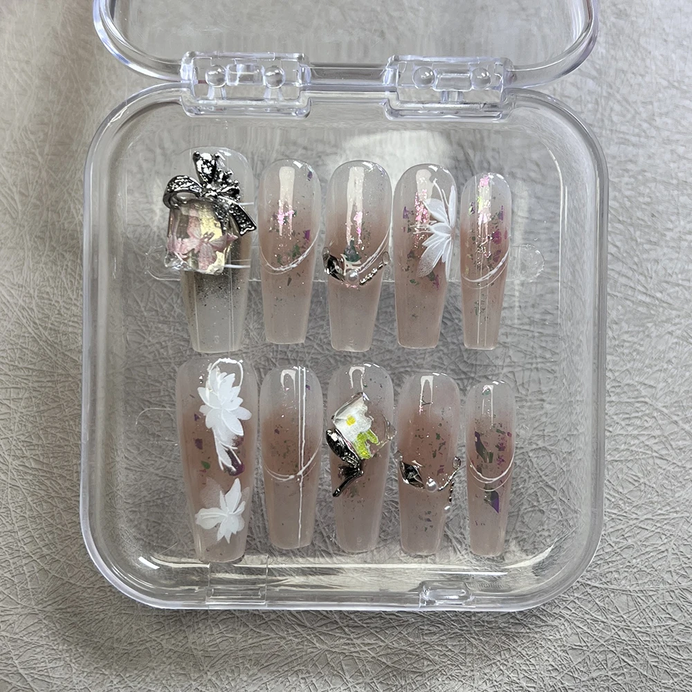 Модный французский искусственный пресс на ногтях Hello Kitty 3D Роскошный дизайн