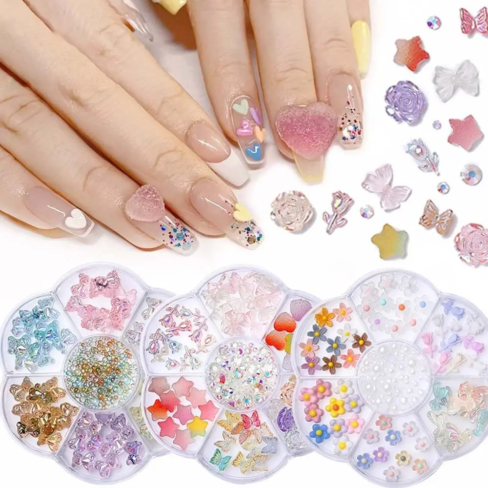 

7Grids Aurora 3D Bow Bears Nail Art Decorations Flowers Love Heart Manicure Accessories Resin Nail Art Rhinestones