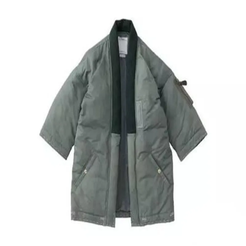 Short Three Color Hoodless Standing Collar Taoist Robe Cotton Padded Down Jacket Men's Solid Loose Coat Non Visvim Dcdt