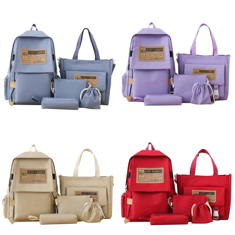 

Backpack Four Sets of Multi-layer Female Junior High School Retro Trend Japanese School Bag To Go Out To Play Crossbody Bag