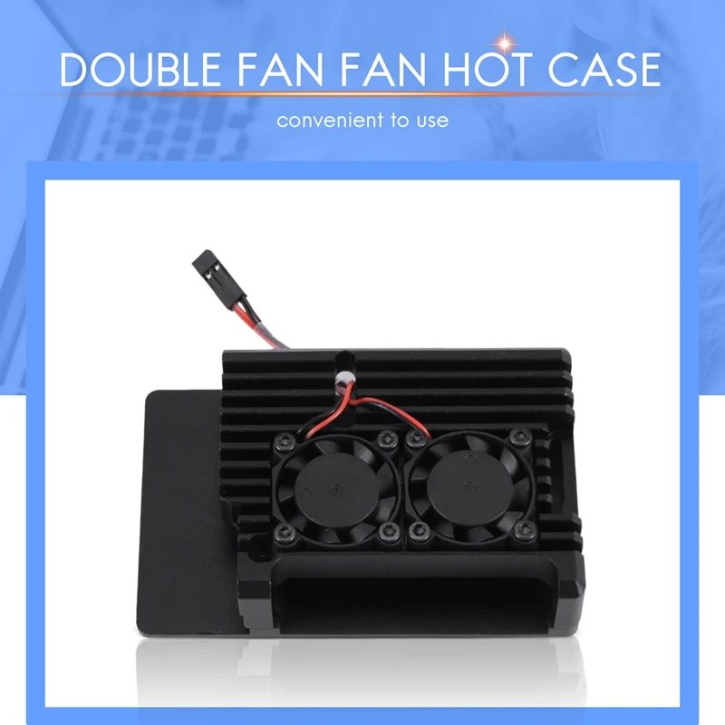Корпус для Raspberry Pi 4 алюминиевая фотовспышка с двойным охлаждающим вентилятором