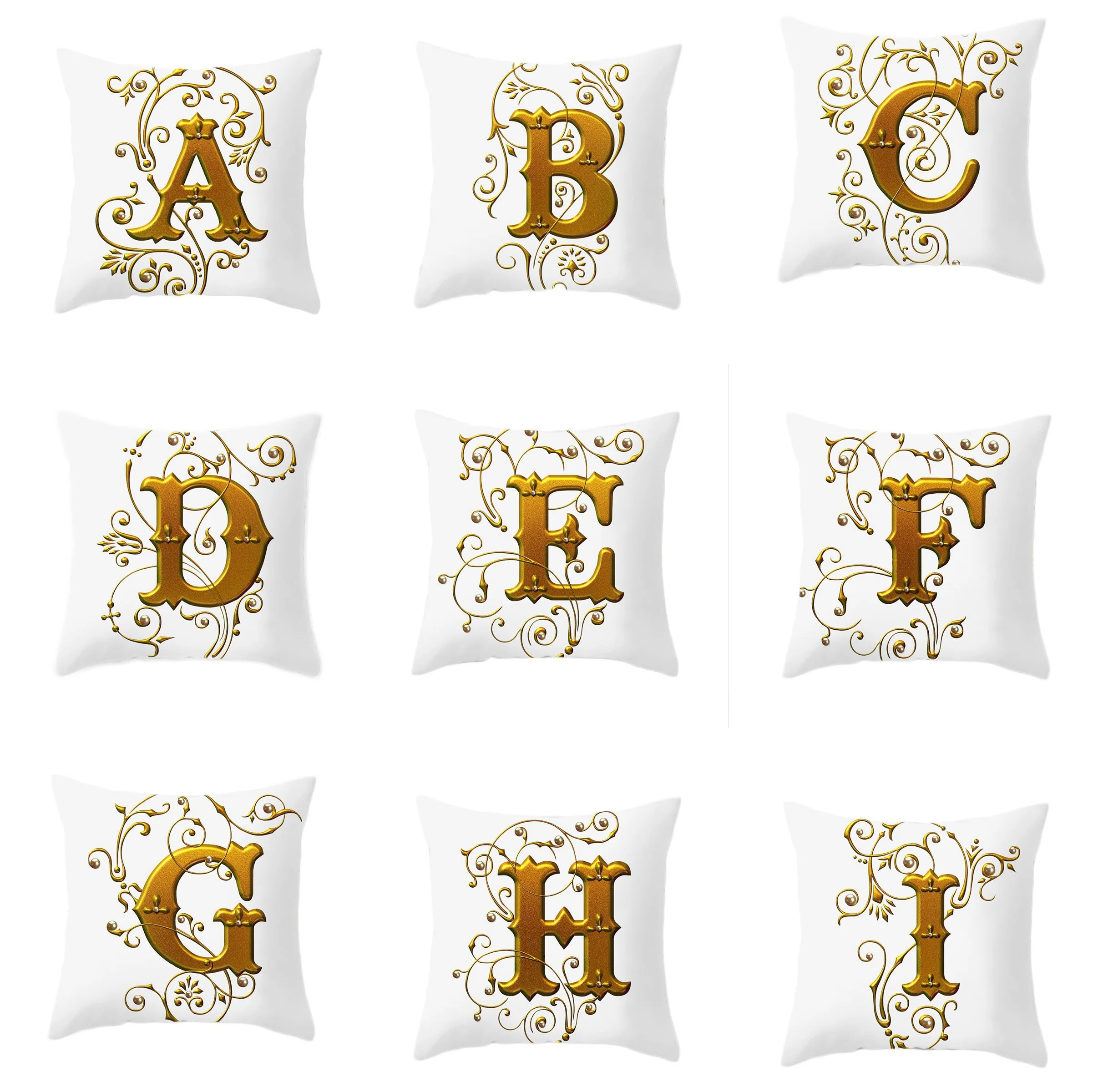 

45x45cm Fashion Gold 26 Letter Linen Throw Pillow Case Cushion Cover Sofa Decorative Pillow Case Home Throw Pillow Case