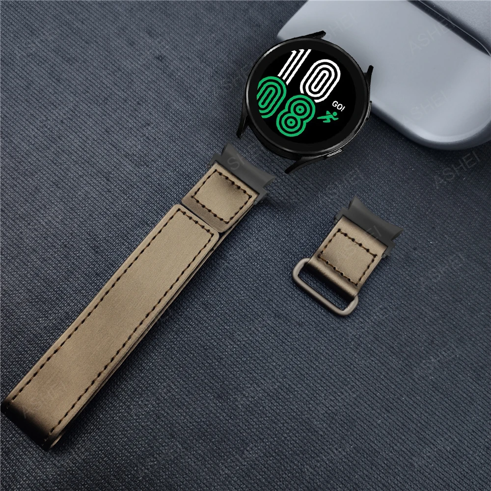 

Ремешок кожаный Correa для samsung galaxy watch 4 band classic 46 мм 42 мм, плетеный браслет без зазора для galaxy watch 4 44 мм 40 мм