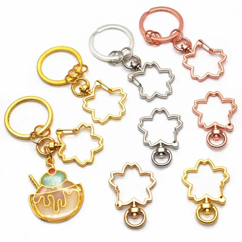 

5Pcs Cherry Flower Metal Snap Hook Lobster Clasps Lanyard Keyrings DIY Keychain коробочка для колец руны из камня пакеты 보석함
