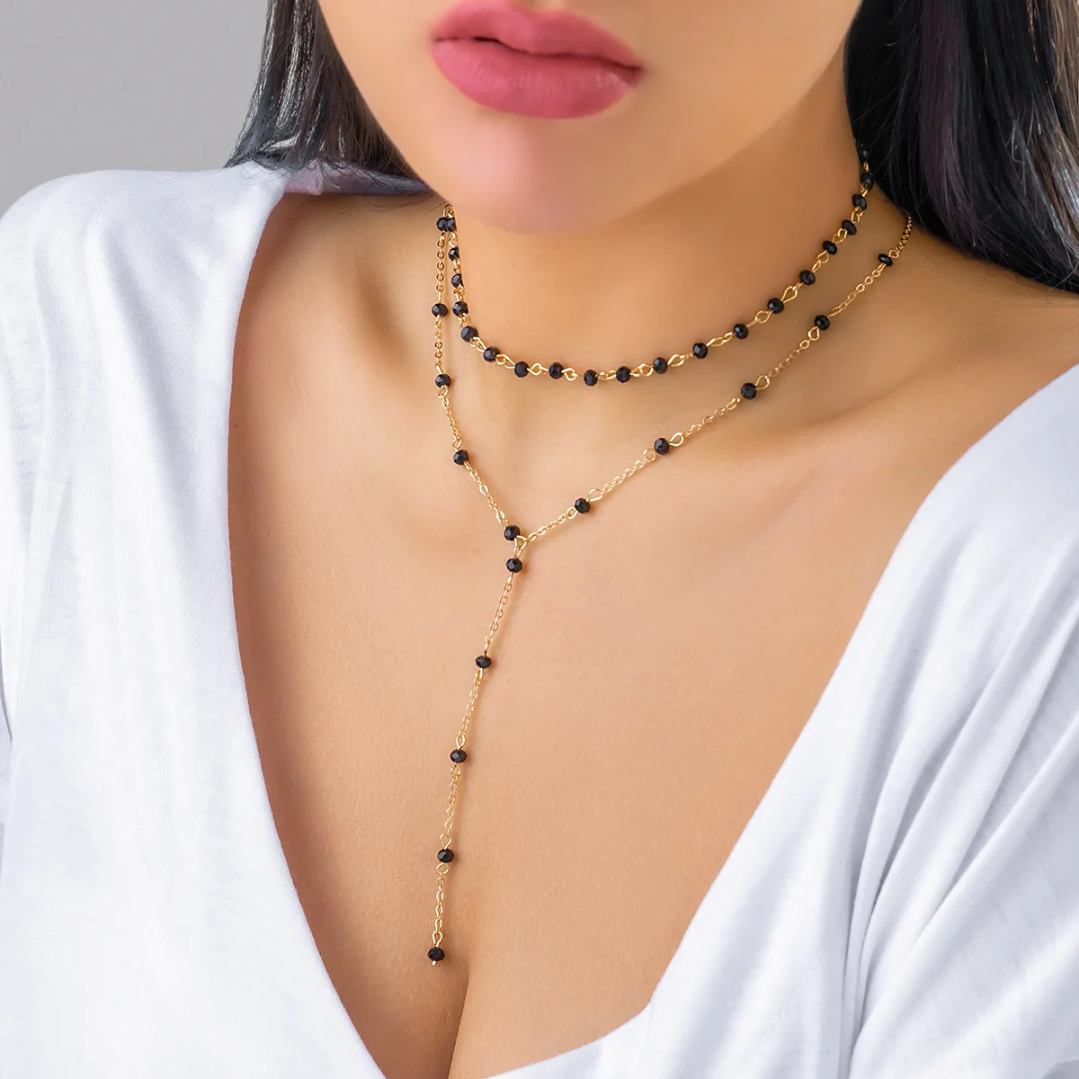 

2023 New Beads Neck Chain Kpop Pearl Choker Necklace Gold Color Goth Chocker Jewelry On The Neck Pendant Collar For Women