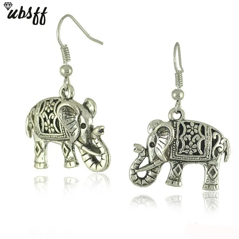 

New Fashion Handmade Lovely Thailand Mounts Elephant Pendants Silver Color Earrings for Womens Style