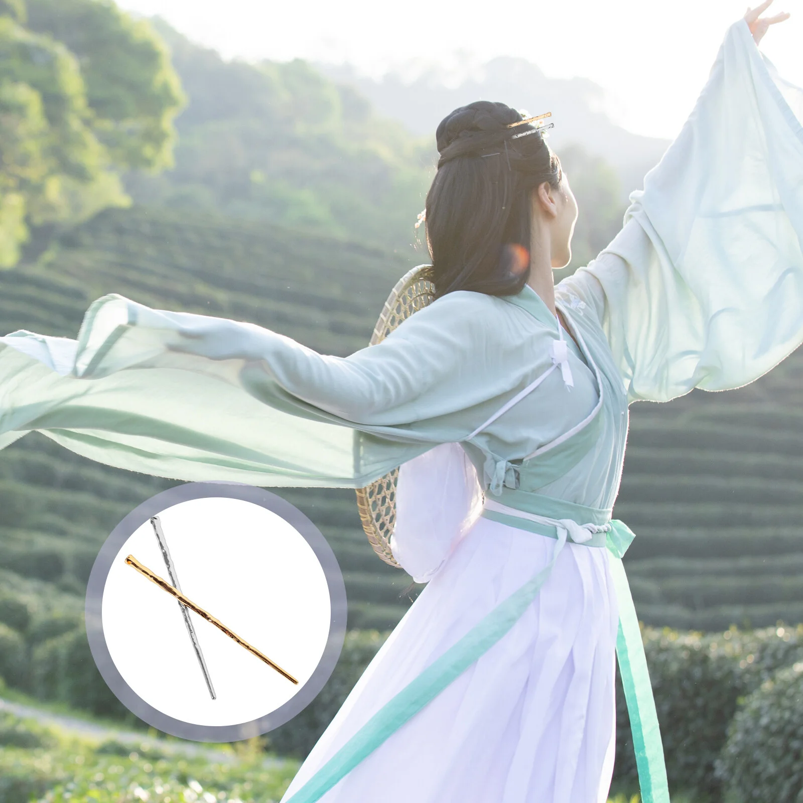 

2 Pcs Generous Chinese Hair Accessories Vintage Hairpins Elegant Clasp Alloy Ladies