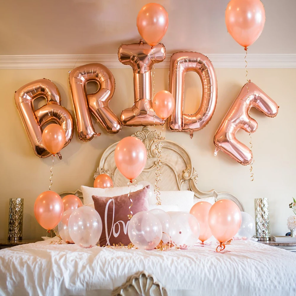 

Rose Gold Bride Balloon Bride To Be Letter Foil Balloons Wedding Decoration Team Bride Alphabet Ballons Party Supplies