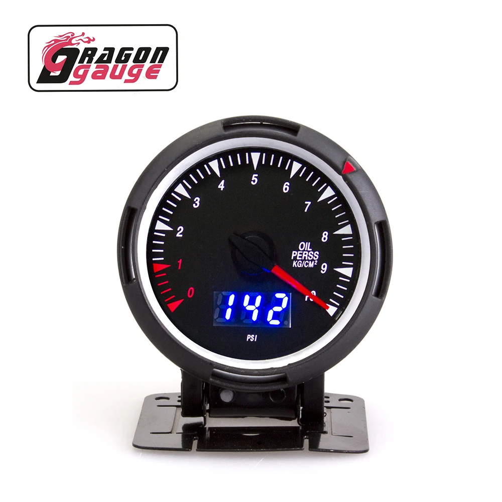 

DRAGON 60mm Oil Pressure Gauge PSI/Bar Digital Pointer Dual Display With Oil Pressure Sensor Car Gauge Fit for 12V Car