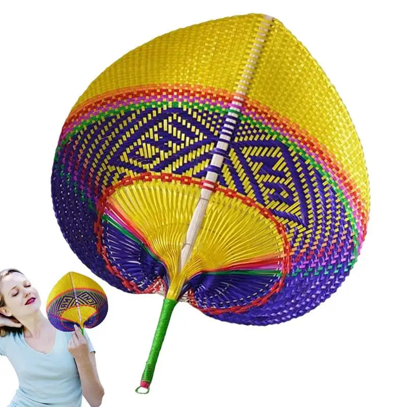 

Handmade Bamboo Woven Fan DIY Heart Shaped Summer Cooling Fan Chinese Style Hand Fan Mosquito Repellent Ethnic Style Hand Fans