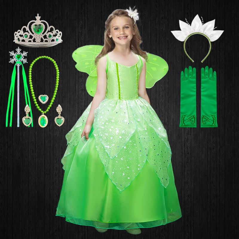 

Halloween Cosplay Girls Fairy Princess Tinker Bell Dress Up Carnival Charm Children Toddler Masquerade Stage Play Party Costume