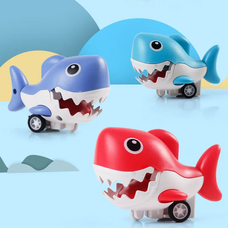 

Children's Mini Pressing Car Shark Cute Animals Toys Battery Free Parent-child Interactive Vehicle Press To Run Funny Baby Gifts