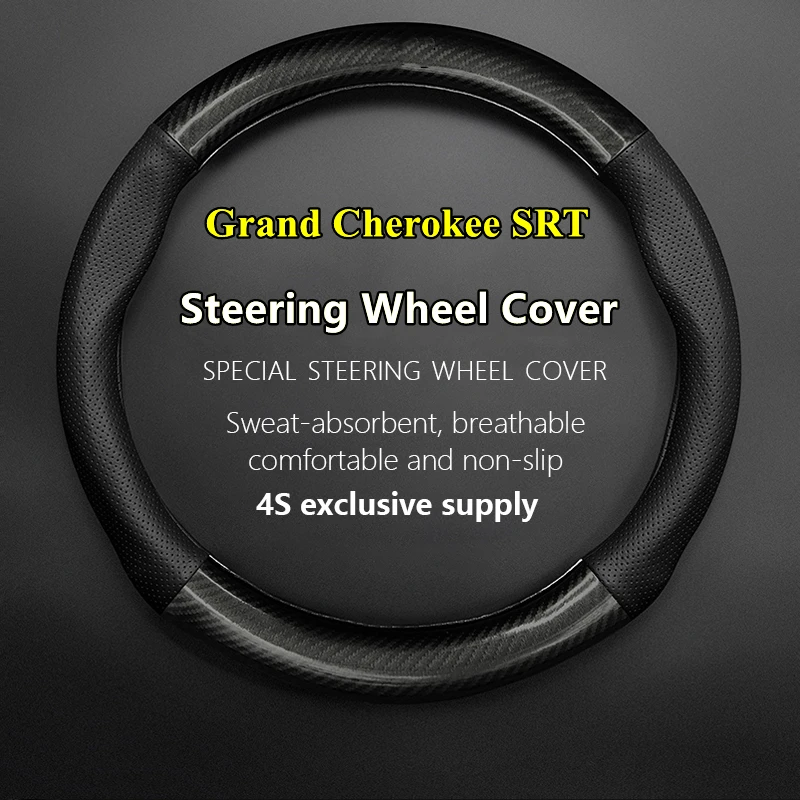 

Leather Carbon Fiber Car Steering Wheel Cover For Jeep Grand Cherokee SRT 2017 2019 2020 2021
