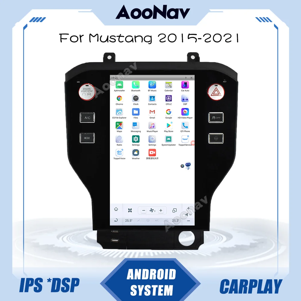 

Android Tesla Style GPS Navigation For Ford Mustang 2015-2021 Car Radio DVD Auto Stereo Touch Multimedia Player Screen 12.1Inch