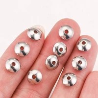 50pcs 45678mm flat spacer beads stainless steel jewelry making charms for necklace diy bracelets accessories wholesale
