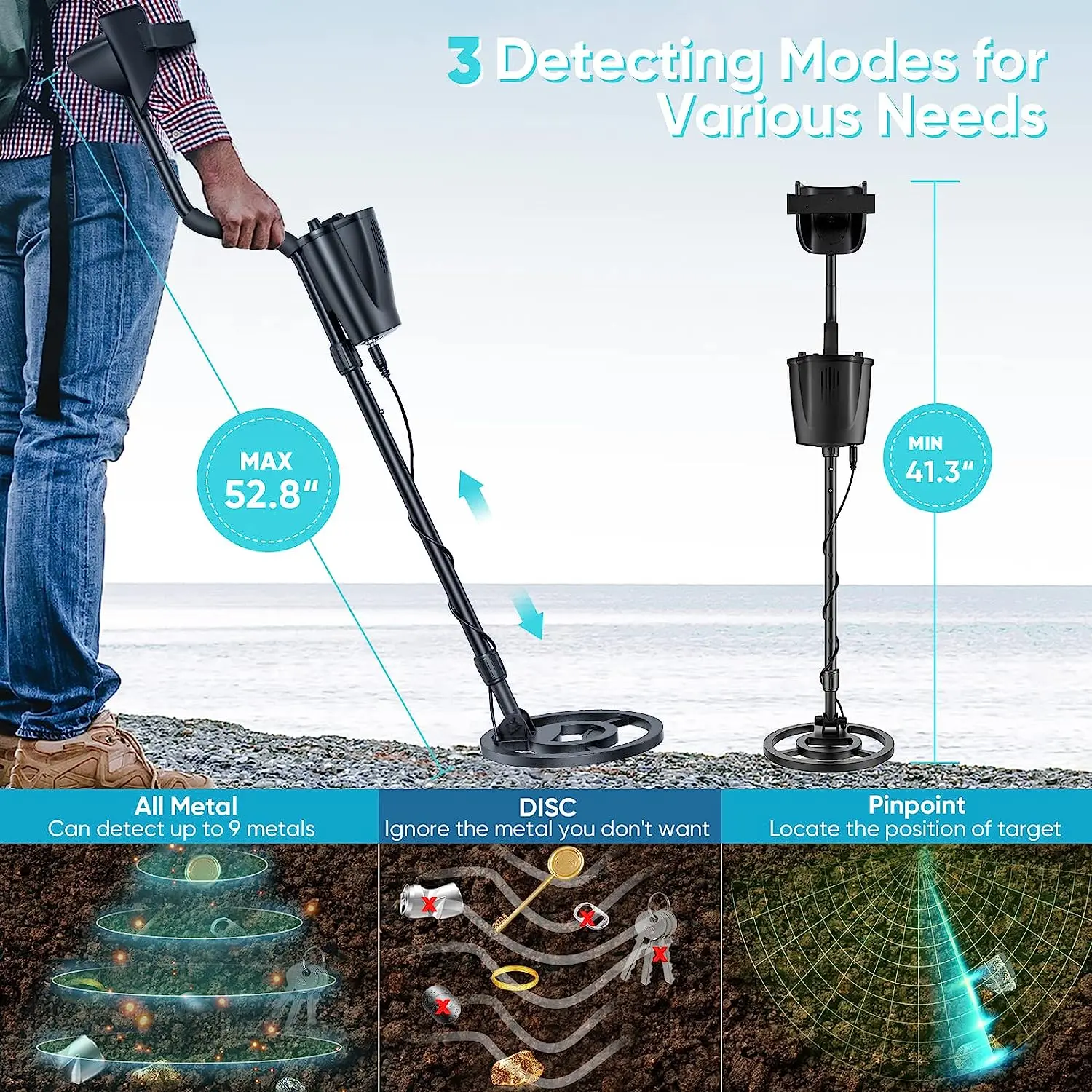 Высокочувствительный детектор золота MD5020 Охота за сокровищами металла Pinpoint