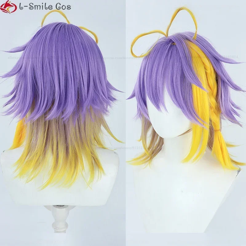 Vtuber NIJISANJI EN 6th ILUNA Idol Aster Arcadia Косплей Парик Короткий с желтыми плетеными