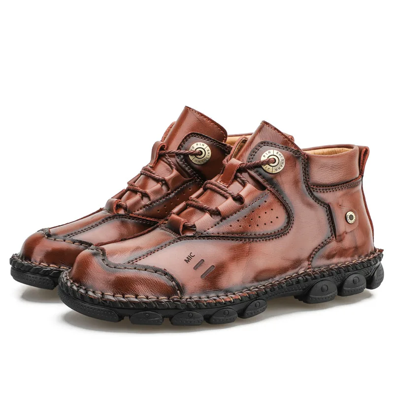 

Genuine Leather Men Shoes Outdoor lace up Men's Casual Shoes fashion Walking Men Flats cow leather oxfords Men's Moccasins