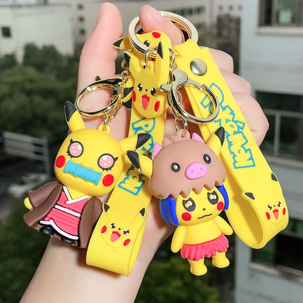 

Pokemon Anime Figure Pikachu Cosplay Demon Slayer Keychain Toy Pet Eevee Sylveon Vaporeon Espeon Glaceon Jolteon Kids Gifts