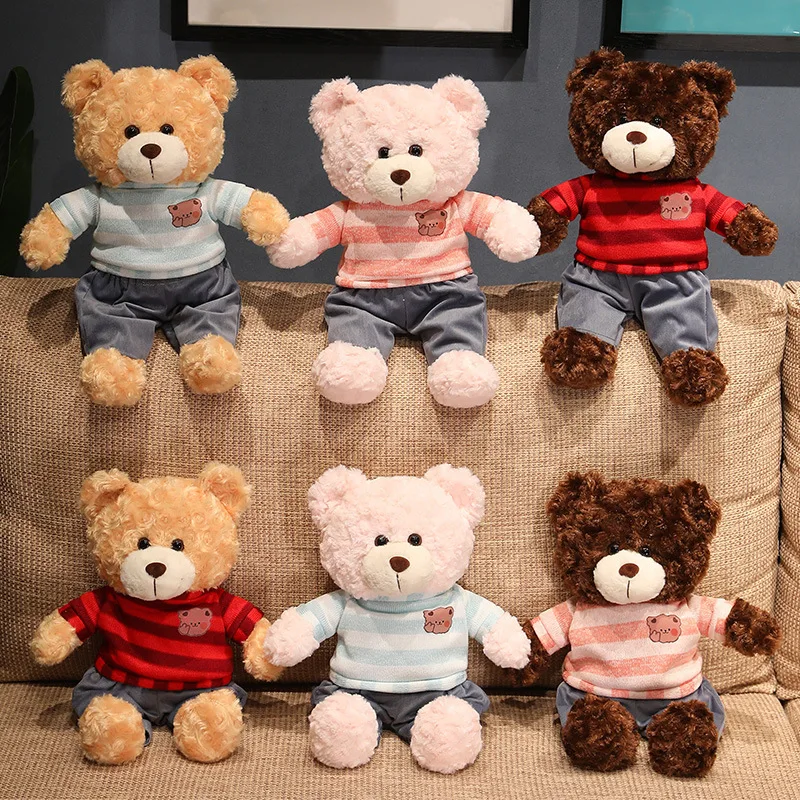 

40CM Kawaii Cute Curly Teddy Bear with Clothes Peluche Toys Lovely Bear Dolls Stuffed Soft Animal Pillow Baby Girls Appease Gift