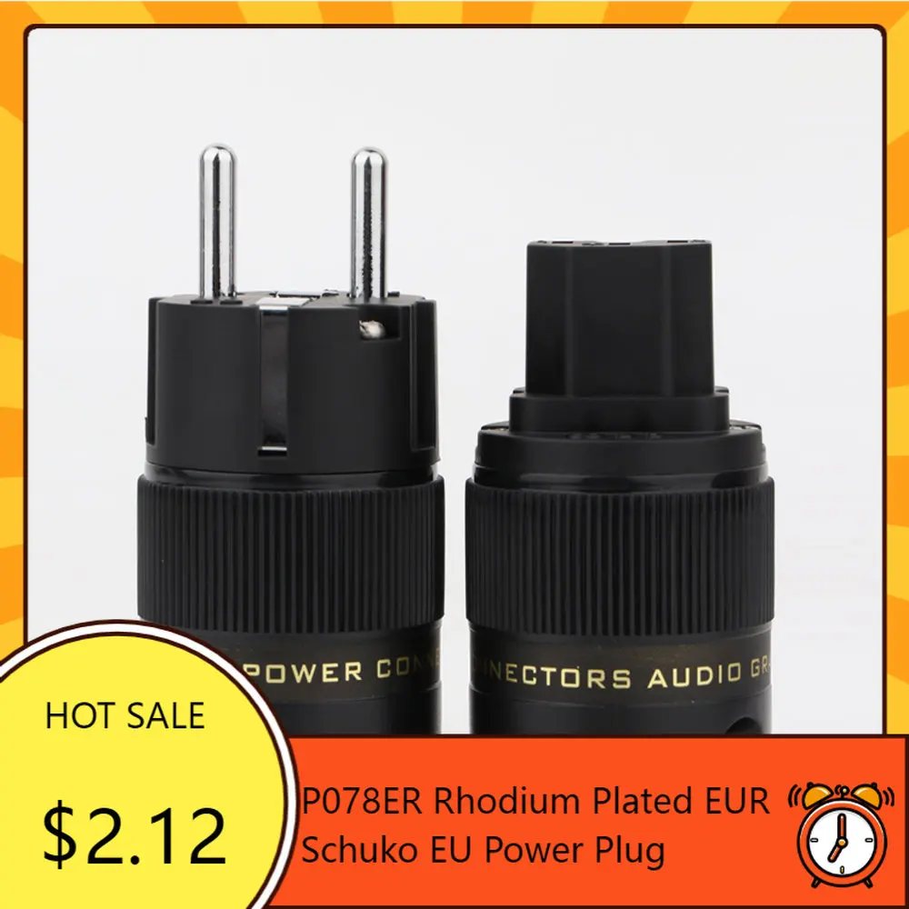 P078ER One Pair Rhodium Plated EUR Schuko EU Power Plug & IEC Connector plug HIFI |