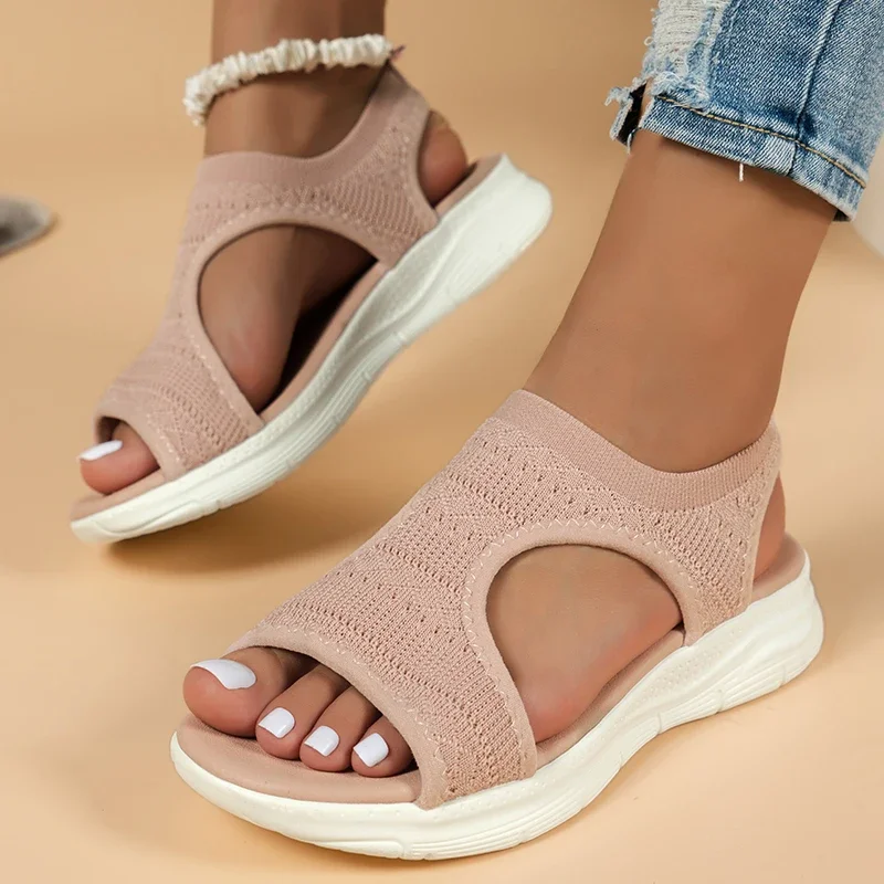 Фото Women Sandals Open Toe Wedge Sandals Ladies Summer New Mesh Fish Platform Sandals Women Light Casual Shoes Women Zapatillas Muje №1