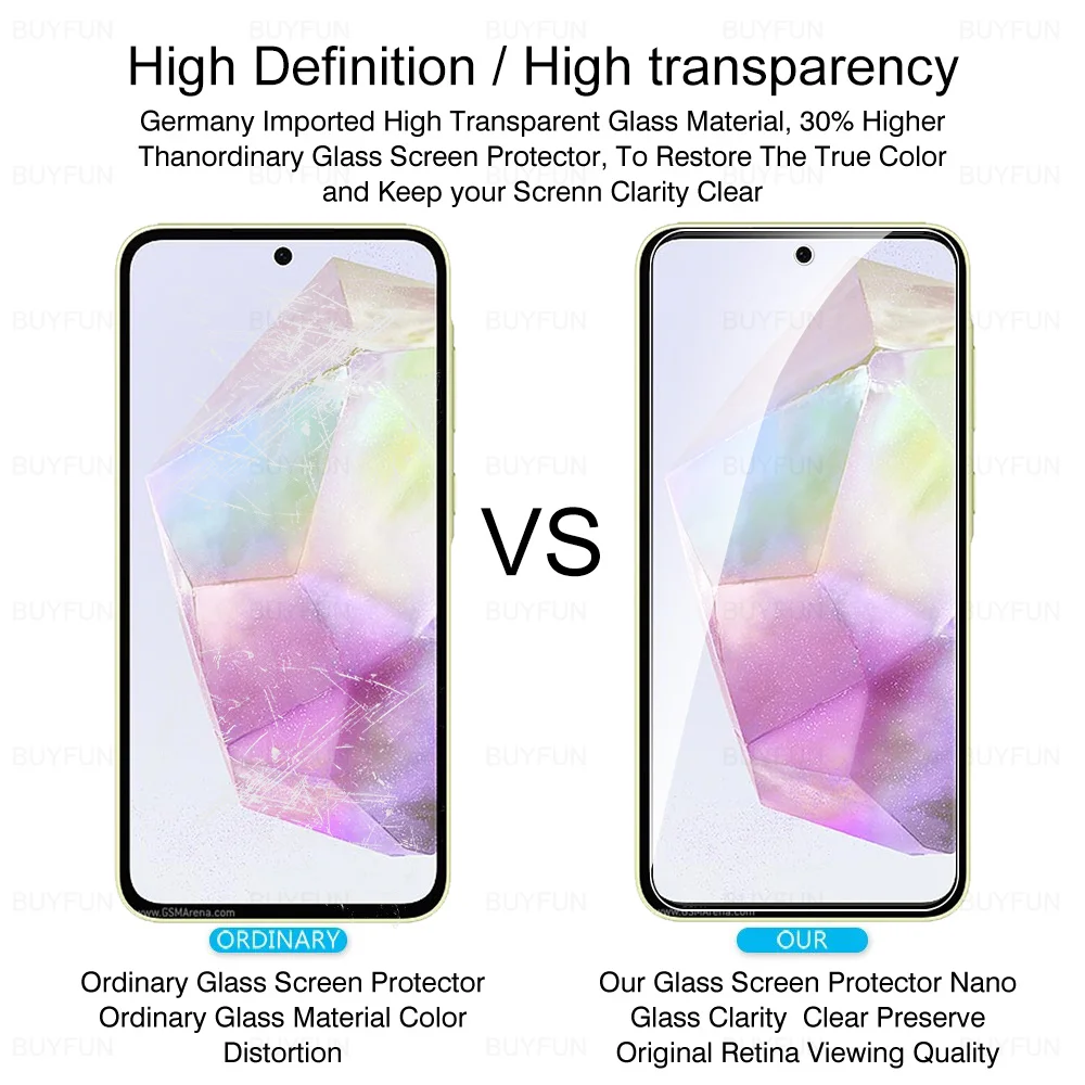 2 шт. чехол из закаленного стекла с полным покрытием для Samsung Galaxy A35 5G A05s A05 A15 A25 A55 A54