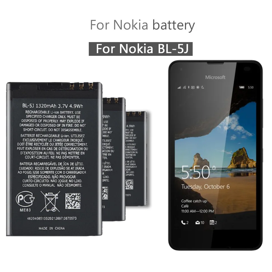 Аккумулятор для Nokia Lumia 1320 520 530 525 5230 5233 5800XM X6 C3 5802i аккумулятор BL5J BL 5J