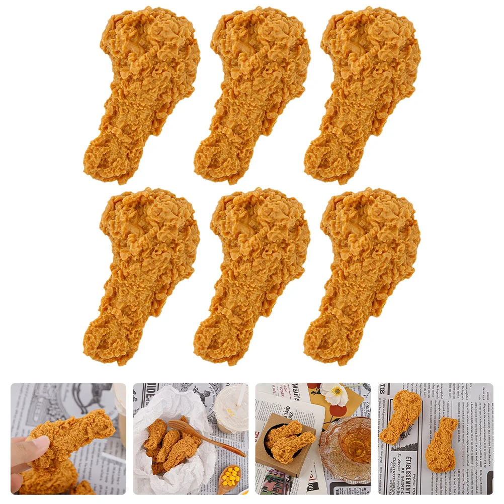 

6 Pcs Fake Fried Model Home Decoration Photo Props Fake Drumstick Decors House Ornaments Accessories Chicken Nuggets Keychain