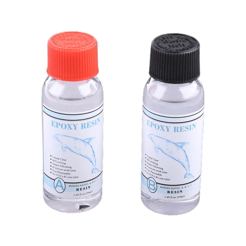 

E0BF Epoxy Resin Crystal Clear Hard Type AB Crystal Curing Resin for DIY Jewelry Making Craft 50ml