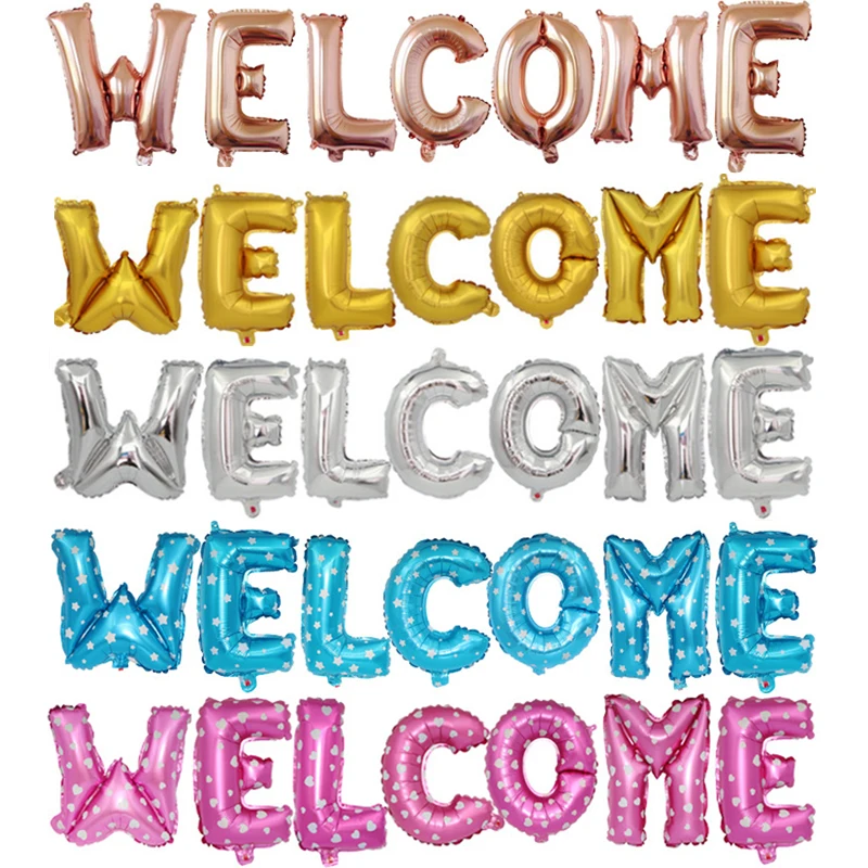 

1set 16inch Rose Gold Silver Welcome Letter Foil Balloons Helium ​Ballon Welcome Home Baby Party Decoration Event Party Supplies