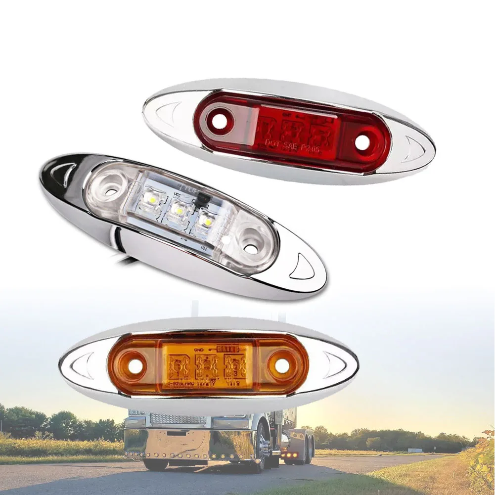 

3LED Car Light Side Marker Clearance Fish Shape Truck Van Trailer Red Lamp Fit Truck Van Car Truck Trailer Lorry Bus Waterproof