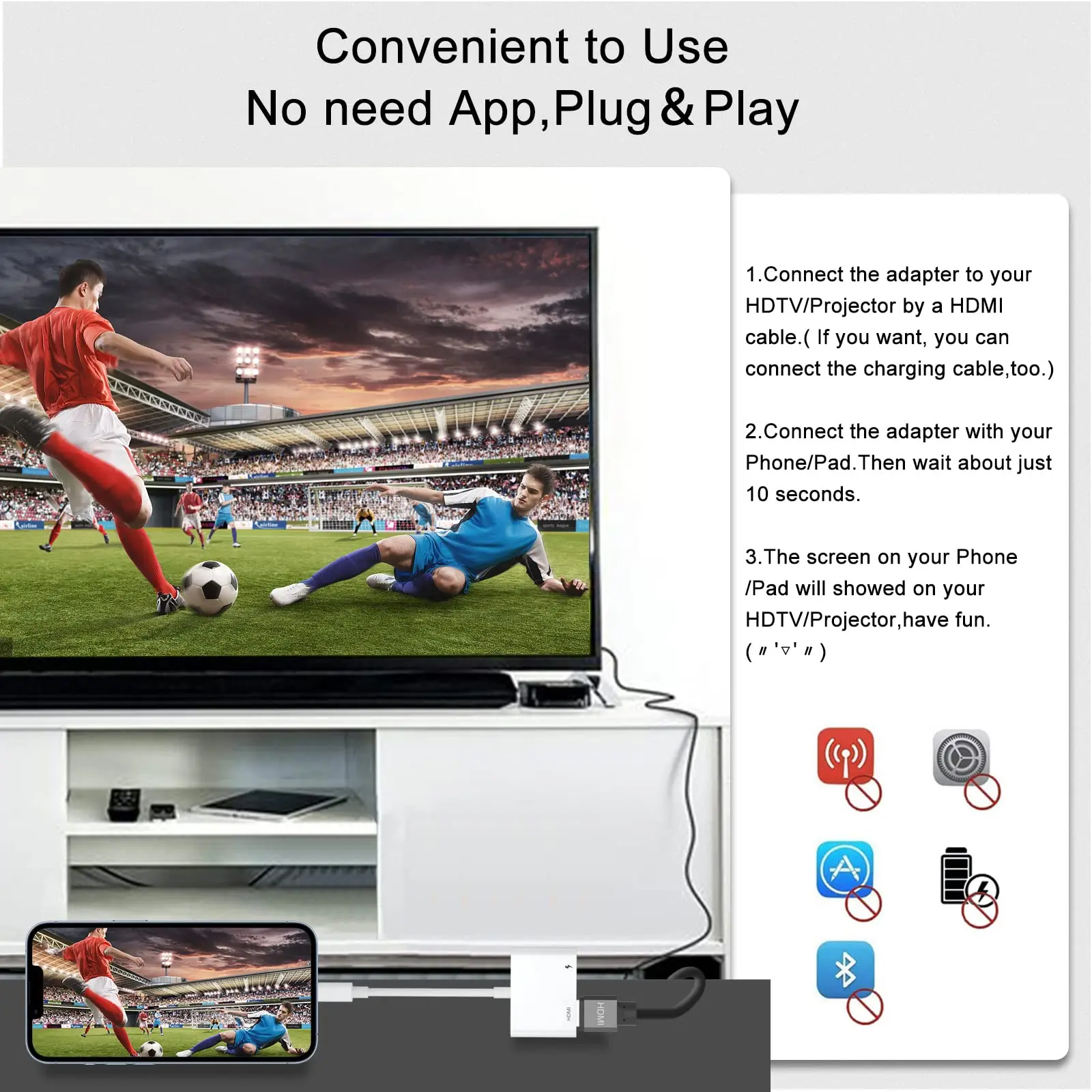 Светильник-ning to HDMI Цифровой AV адаптер 1080P для синхронизации видео и аудио |