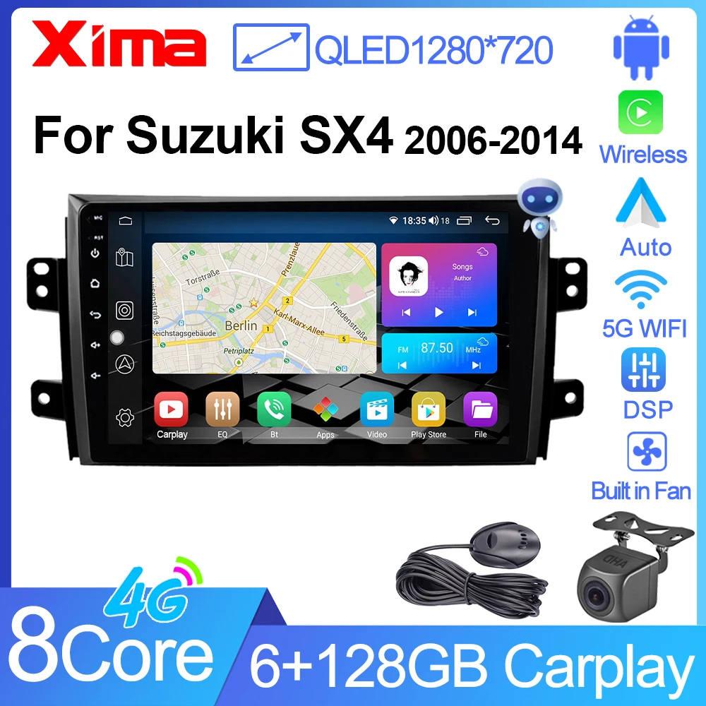 Автомагнитола XIMA XV6pro 4G Android для Suzuki SX4 2006-2013 Fiat Sedici 2005-2014 автомагнитола мультимедиа